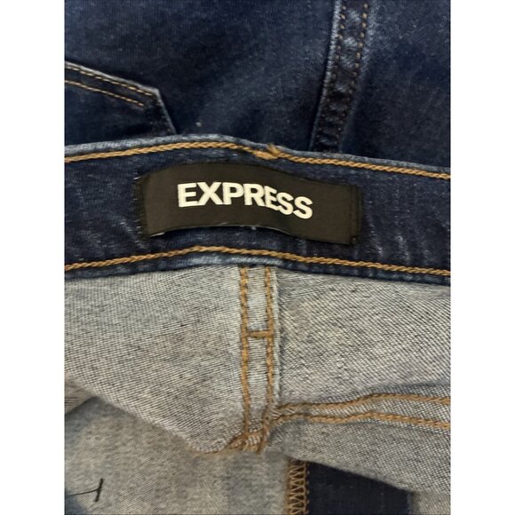 Express Womens Size 14 Short Super High Rise Mom Jeans Blue Denim Casual - Picture 4 of 6